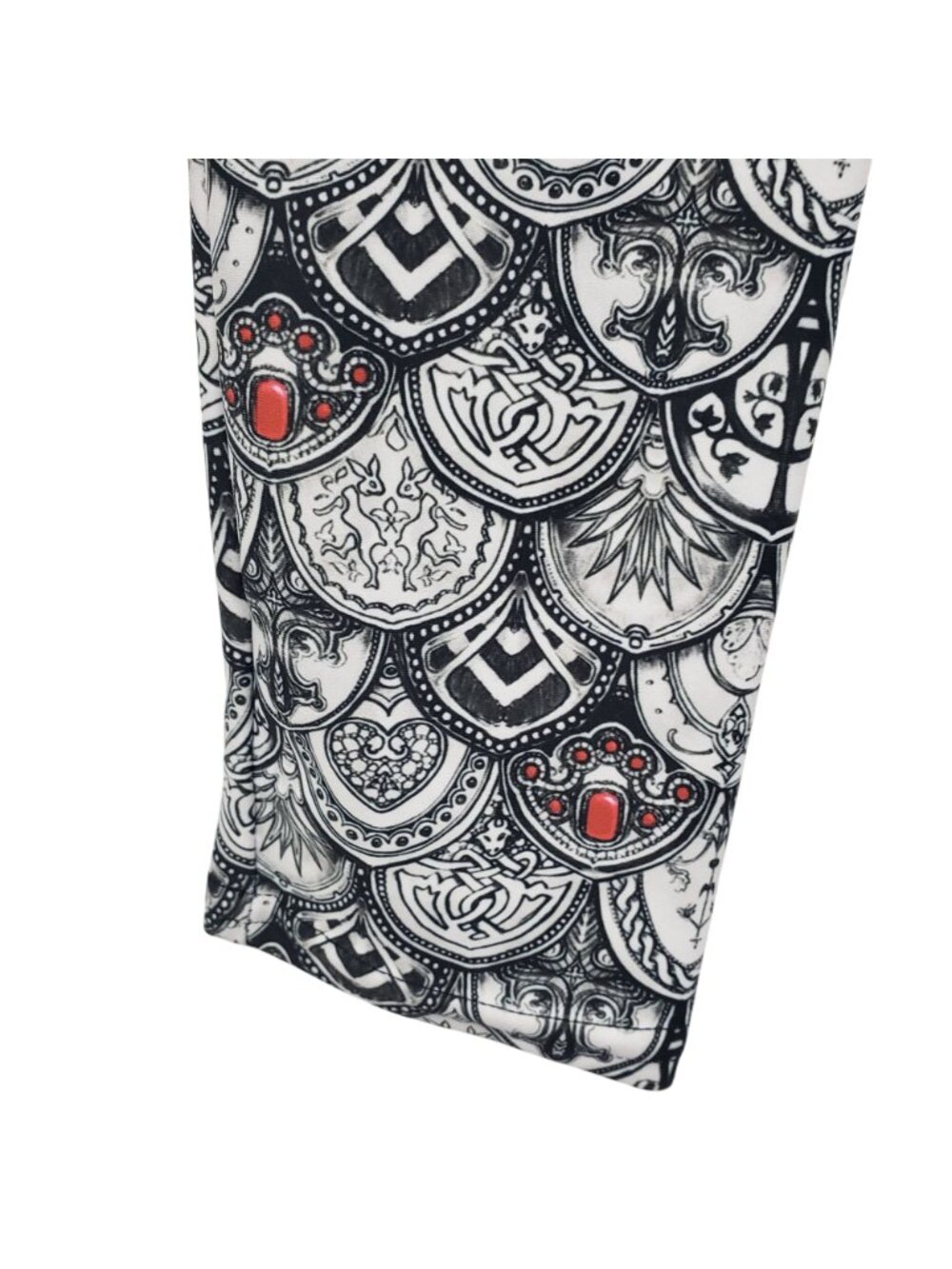 Fox Savant Artleisure Black White Art to Wear Crown Print Gothic Yoga Pants M - Picture 5 of 7